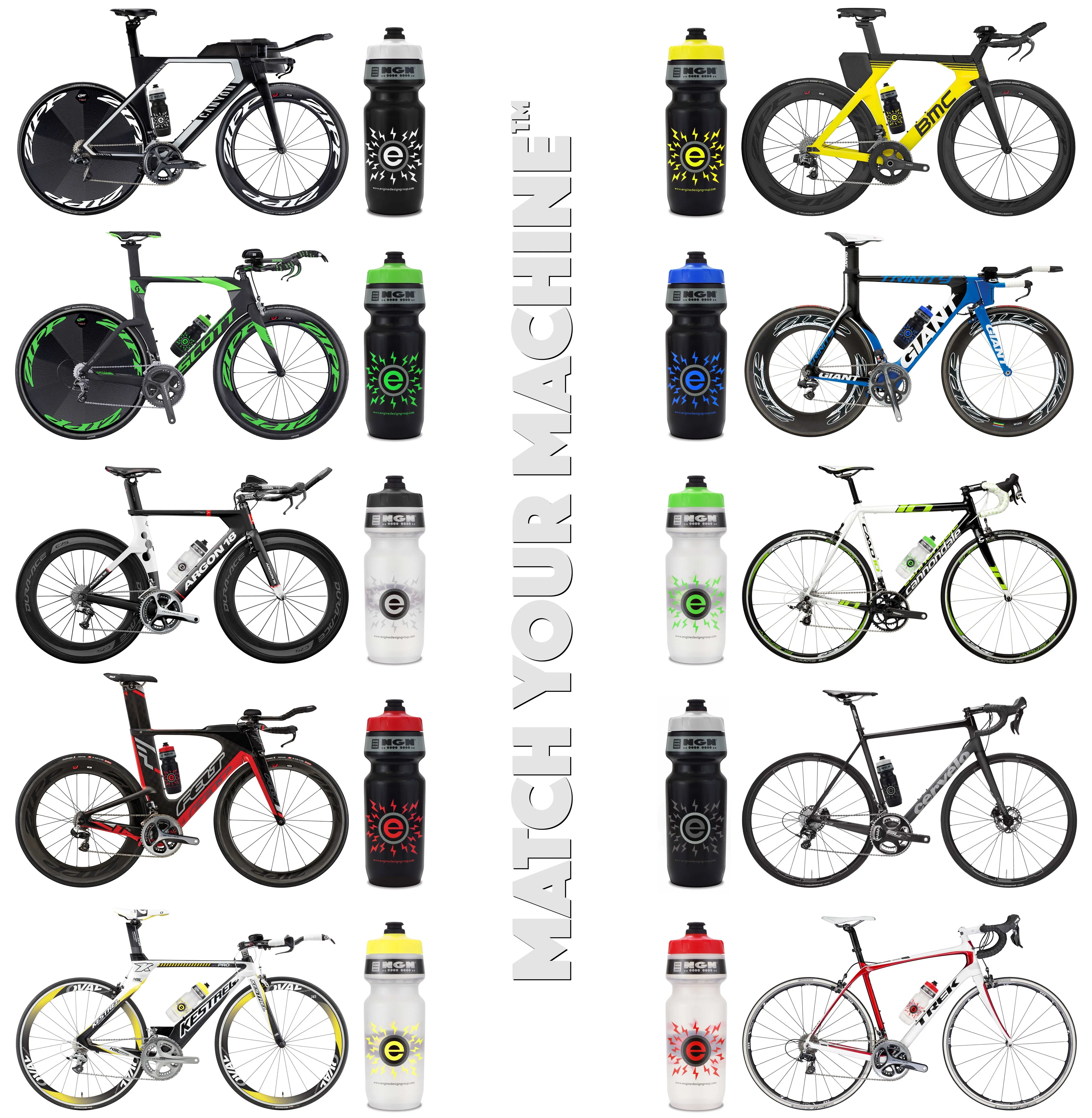 NGN Sport – High Performance Bike Water Bottles – 24 oz | Black & Yellow (2-Pack)