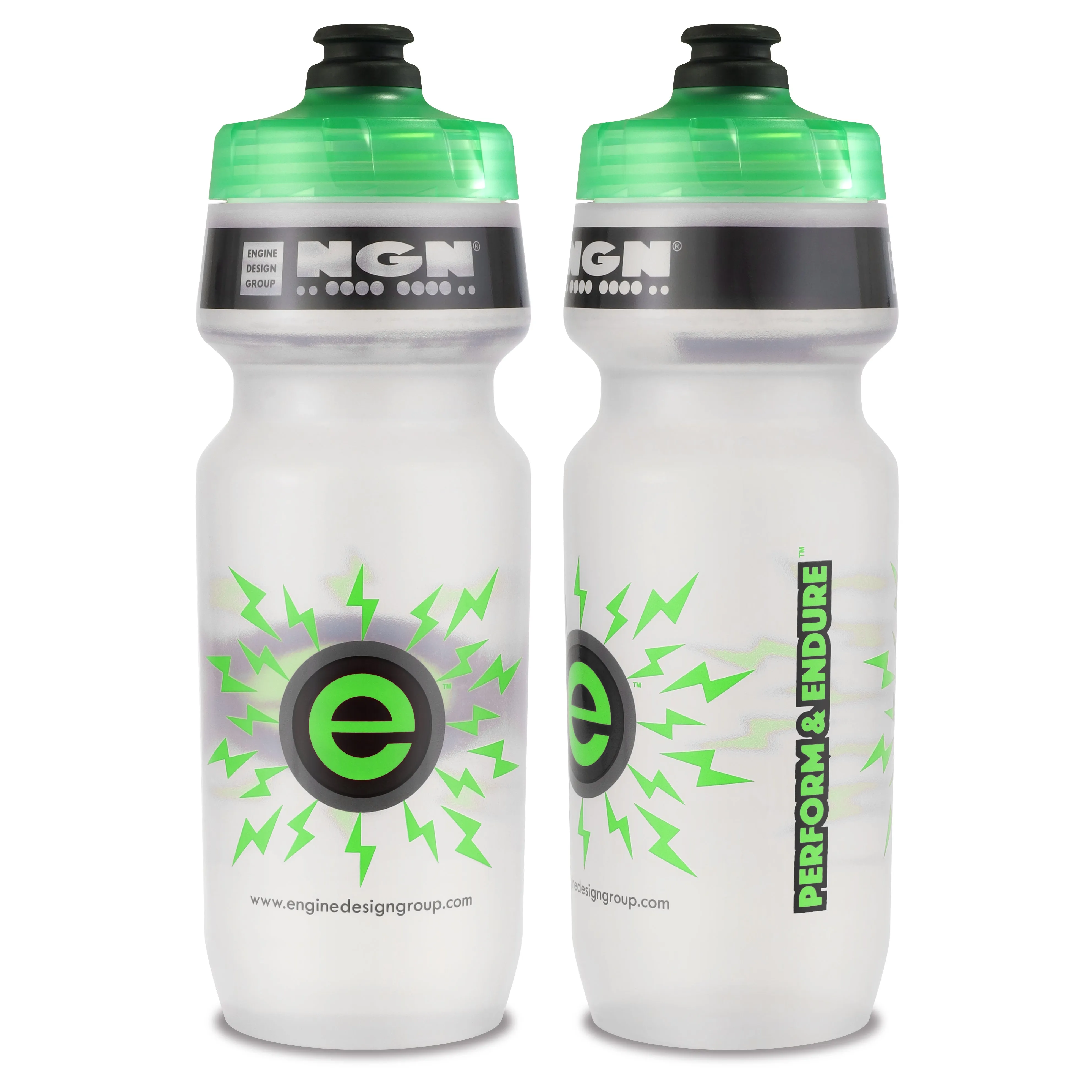 NGN Sport – High Performance Bike Water Bottles – 24 oz | Clear & Green (2-Pack)