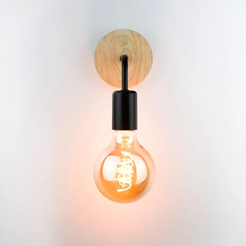 Nordic Retro Wood Wall Lamp