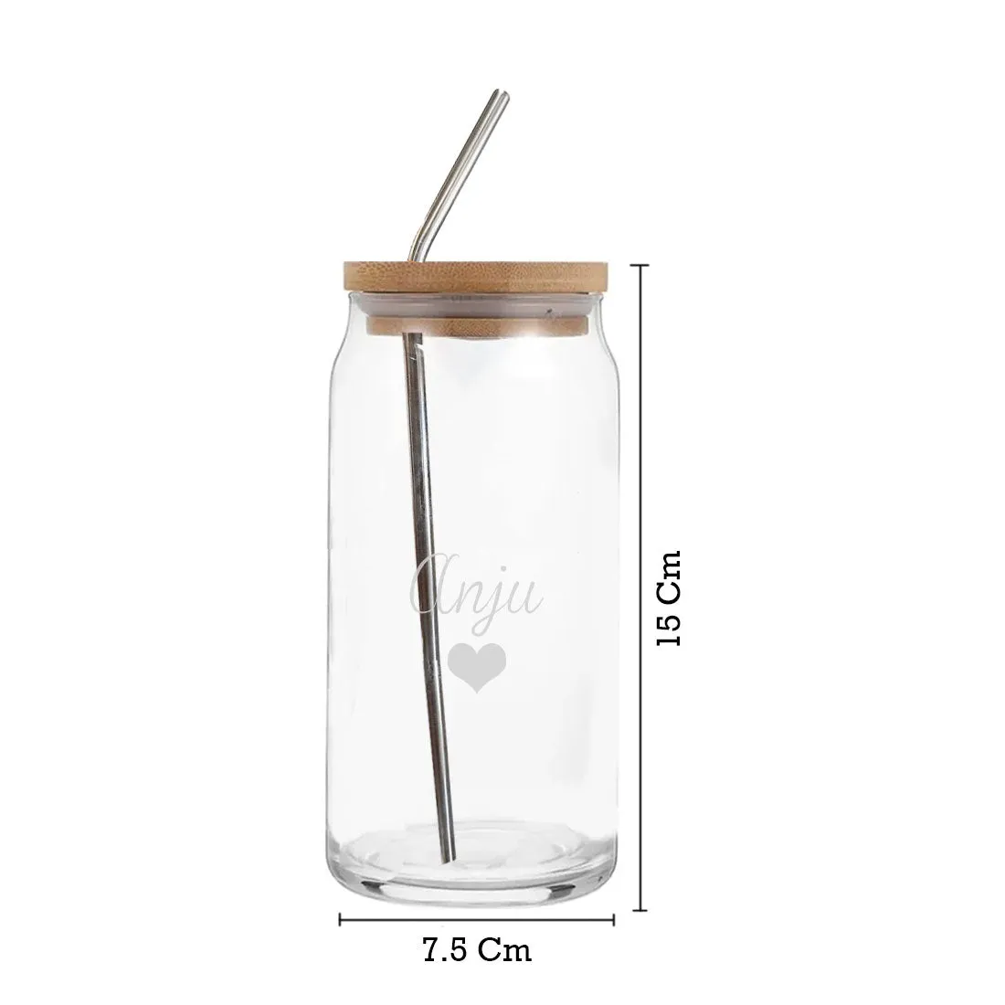 Nutcase Personalized Glass Bottle with Straw (Metal) and Wooden Lid