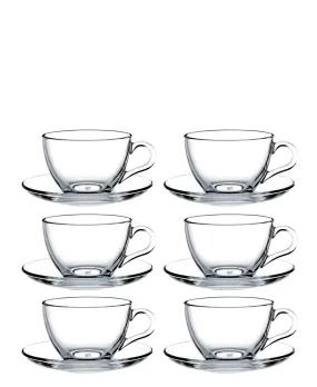 Pasabahce Basic 12 Piece Cup & Saucer Set - Clear