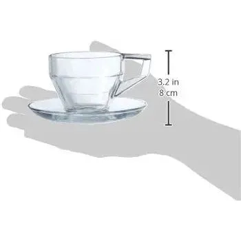 Pasabahce Shiny Glass Tea Cup and Saucer 6Pcs Set with Box 23795