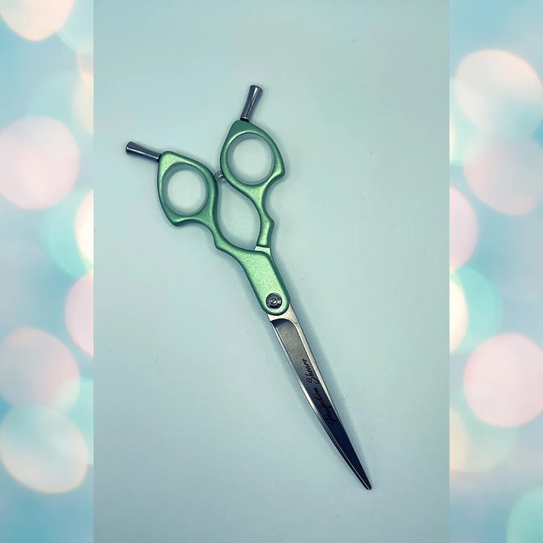 Pawfection Shears by Myke Ross Asian Handle Green Curves 6.5"