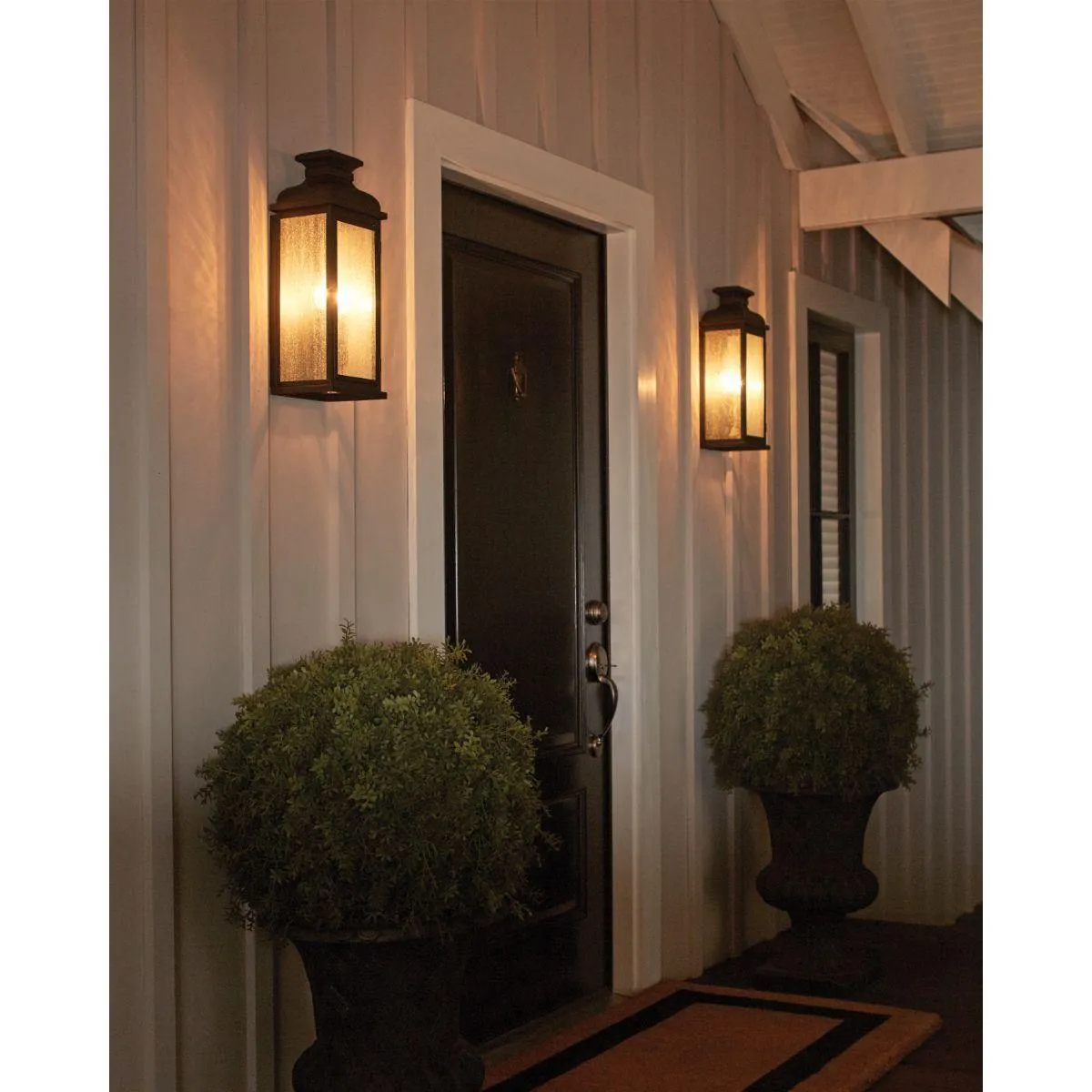 Pediment 18 In. 3 Lights Outdoor Wall Sconce Black Finish