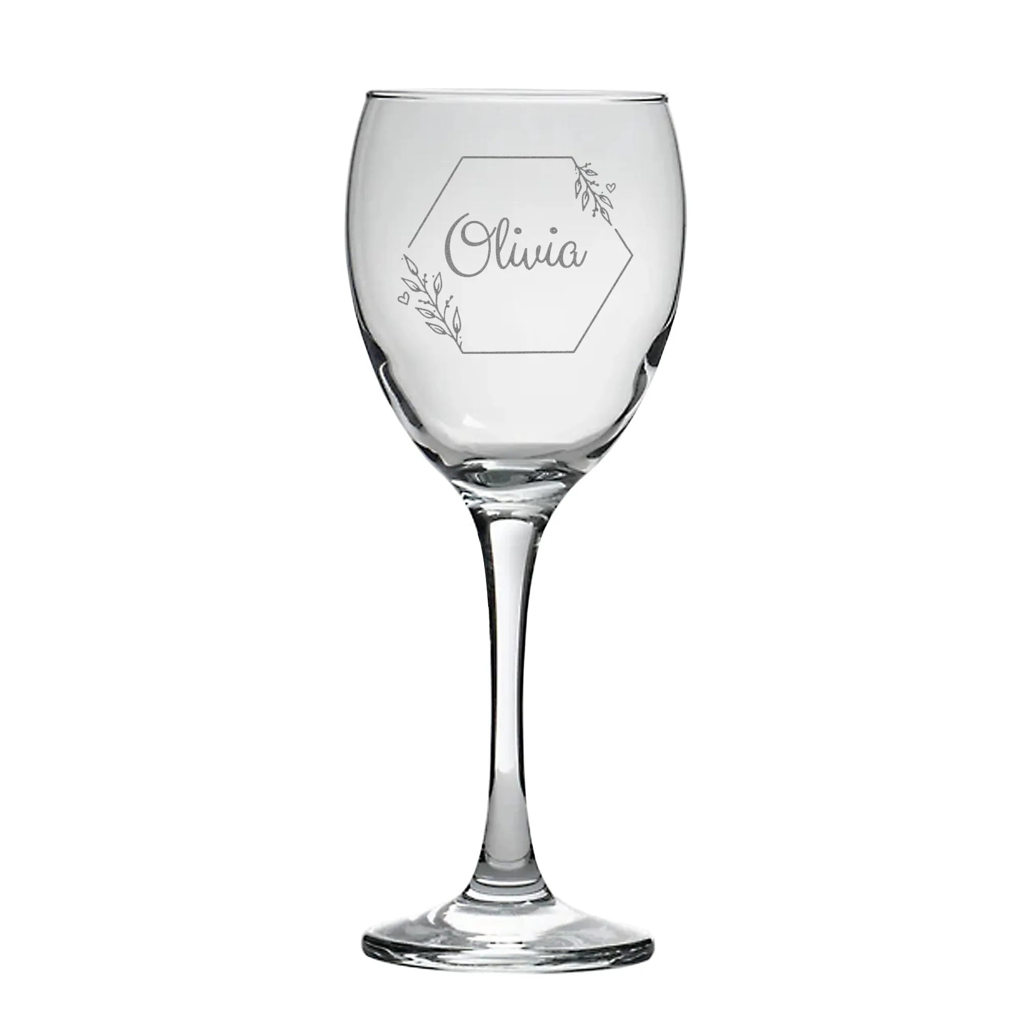 Personalised Floral Geometric Shape Wine Glass