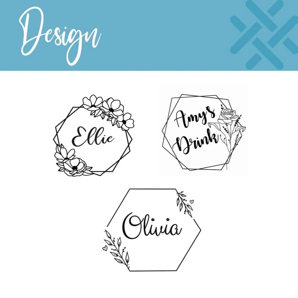 Personalised Floral Geometric Shape Wine Glass