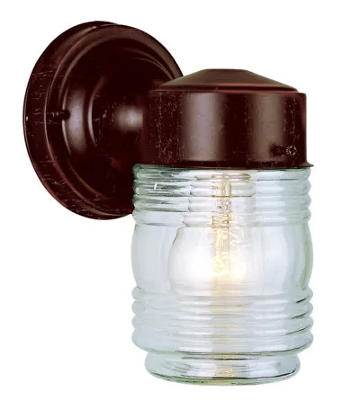 Quinn 1-Light Wall Lantern in Rust with Clear Glass