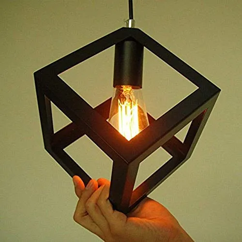 R@DIANT 3 LightPendents Squre Ceiling Lamp (Black){Without Filament Bulb BUT Include LED BUB}