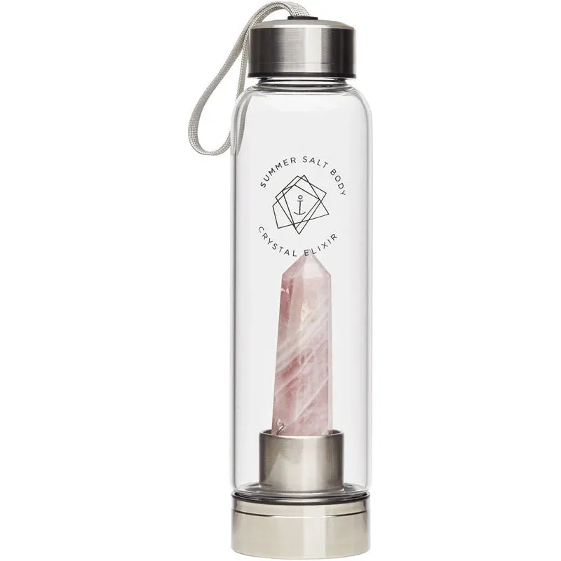 Rose Quartz Crystal Elixir - Glass Water Bottle (550ml)