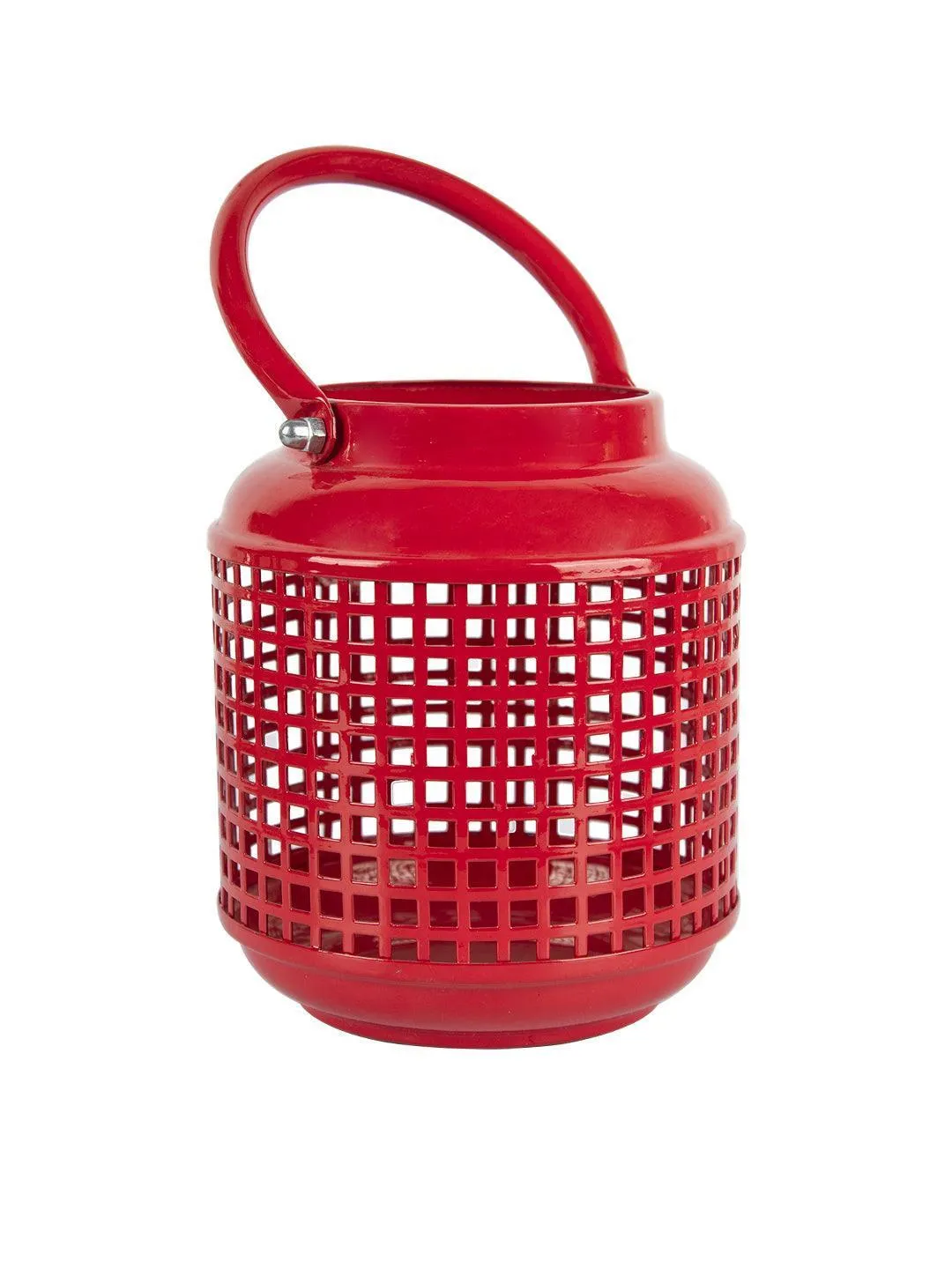 Round Red & Pink Wall Hanging Lantern With Votive Holder