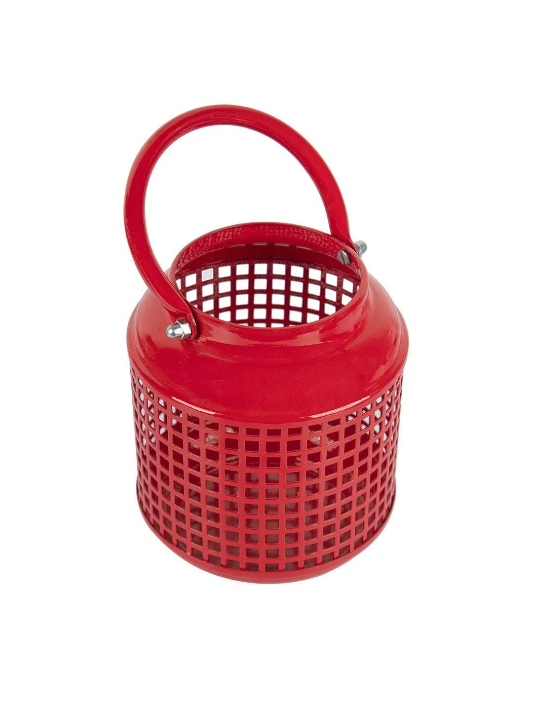 Round Red & Pink Wall Hanging Lantern With Votive Holder