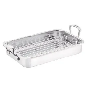 Scanpan Impact 16.5" x 10.5" Rectangular Roaster with Rack, Stainless Steel