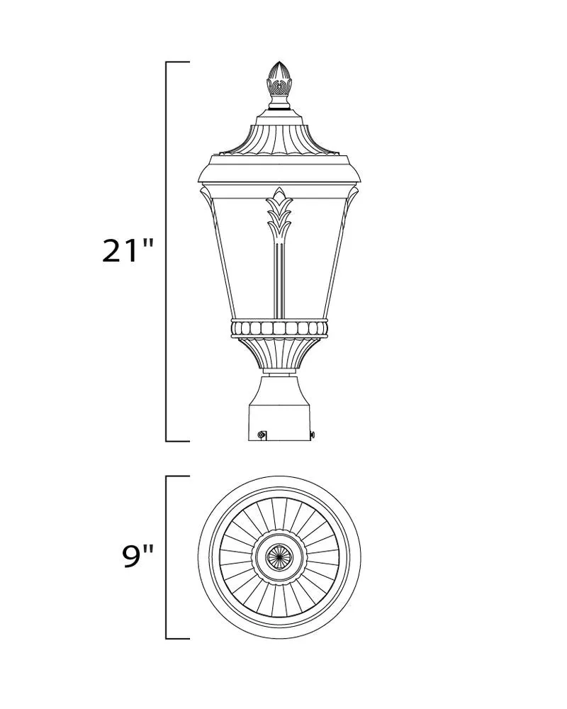 Sentry 21" Single Light Outdoor Post Lantern in Black