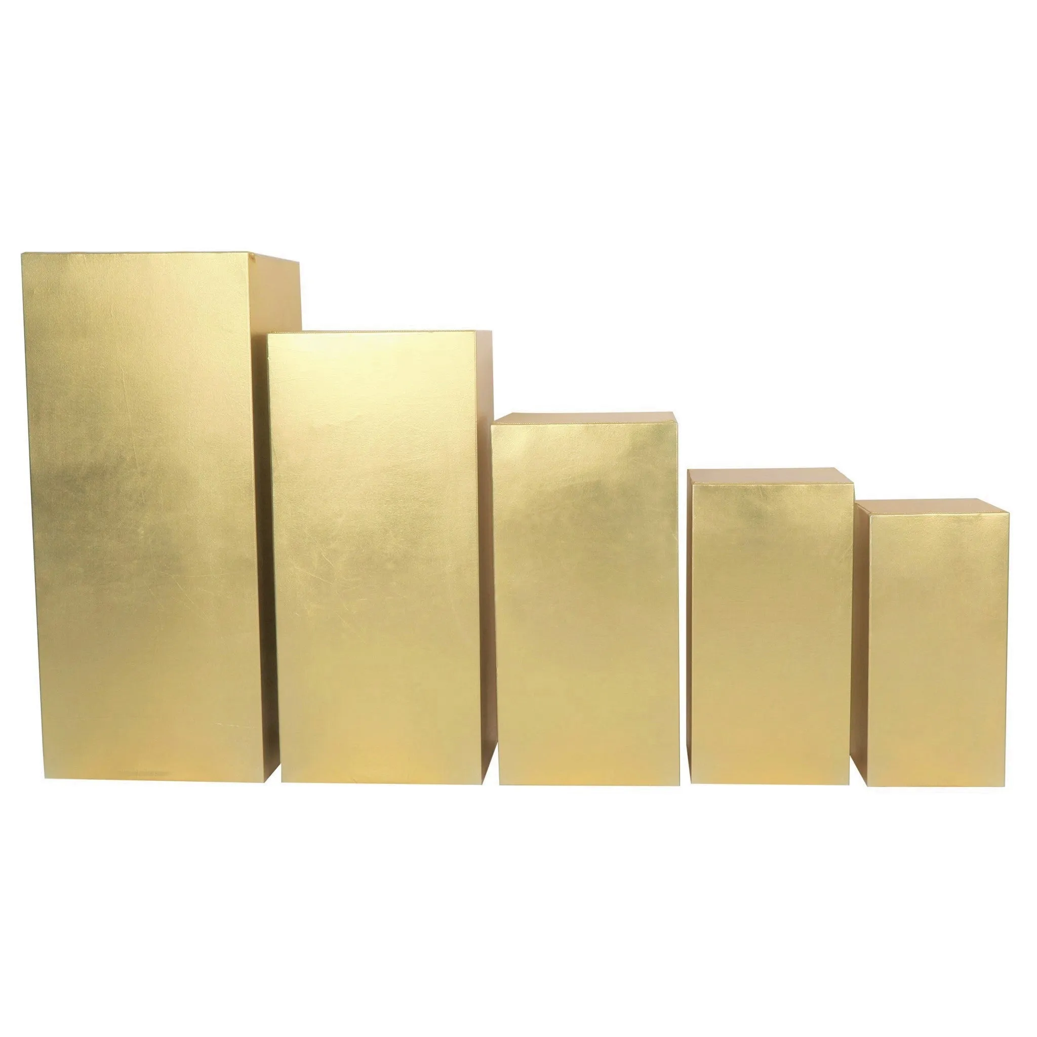 Spandex Covers for Square Metal Pillar Pedestal Stands 5 pcs/set - Metallic Gold