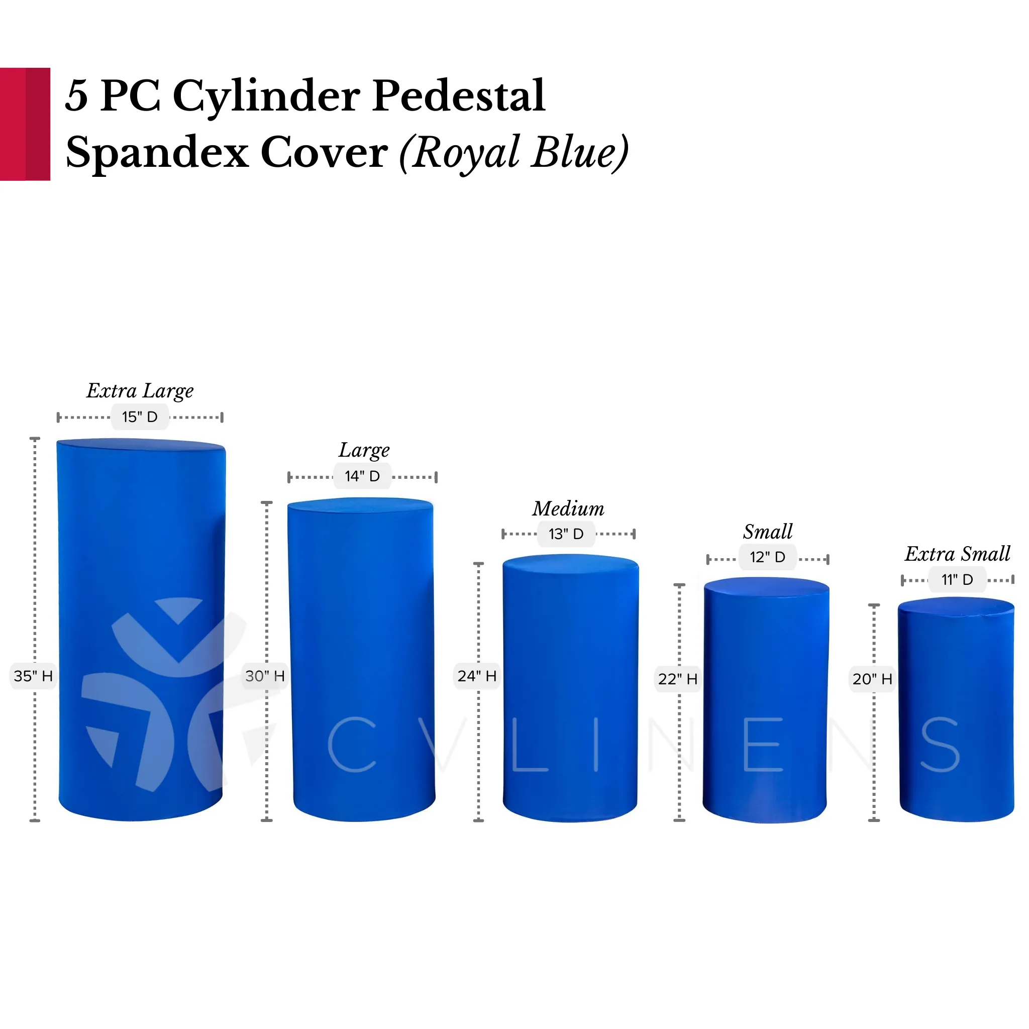 Spandex Pillar Covers for Metal Cylinder Pedestal Stands 5 pcs/set - Royal Blue