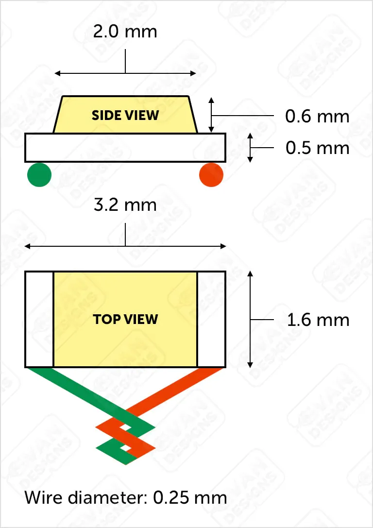 String of LED lights Chip Size