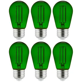 Sunlite 40974-SU - 2 Watt S14 LED Filament Transparent Sign Bulb - Green - Pack of 6