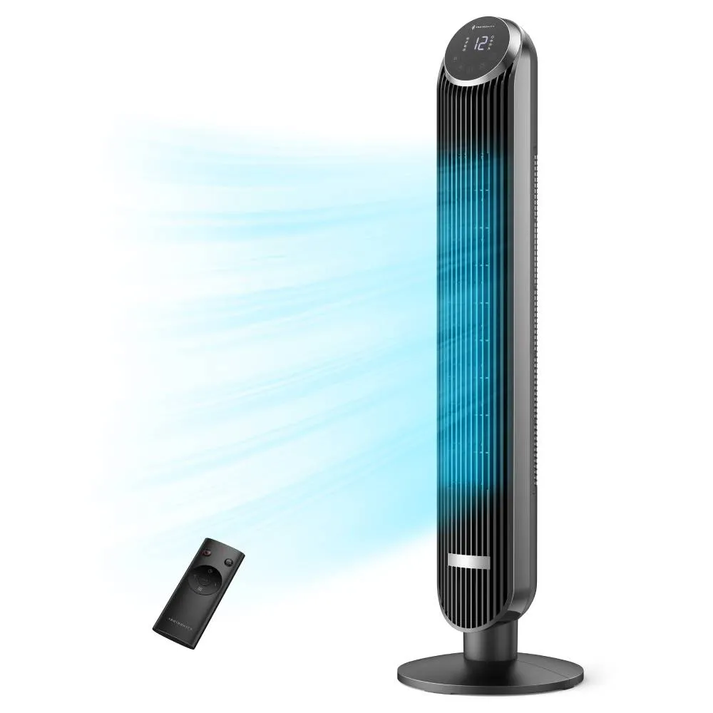 TaoTronics 42” Tower Fan, 120° Oscillating Fan, 12 Speeds, 4 Modes, Standing Fan with Remote for Bedroom