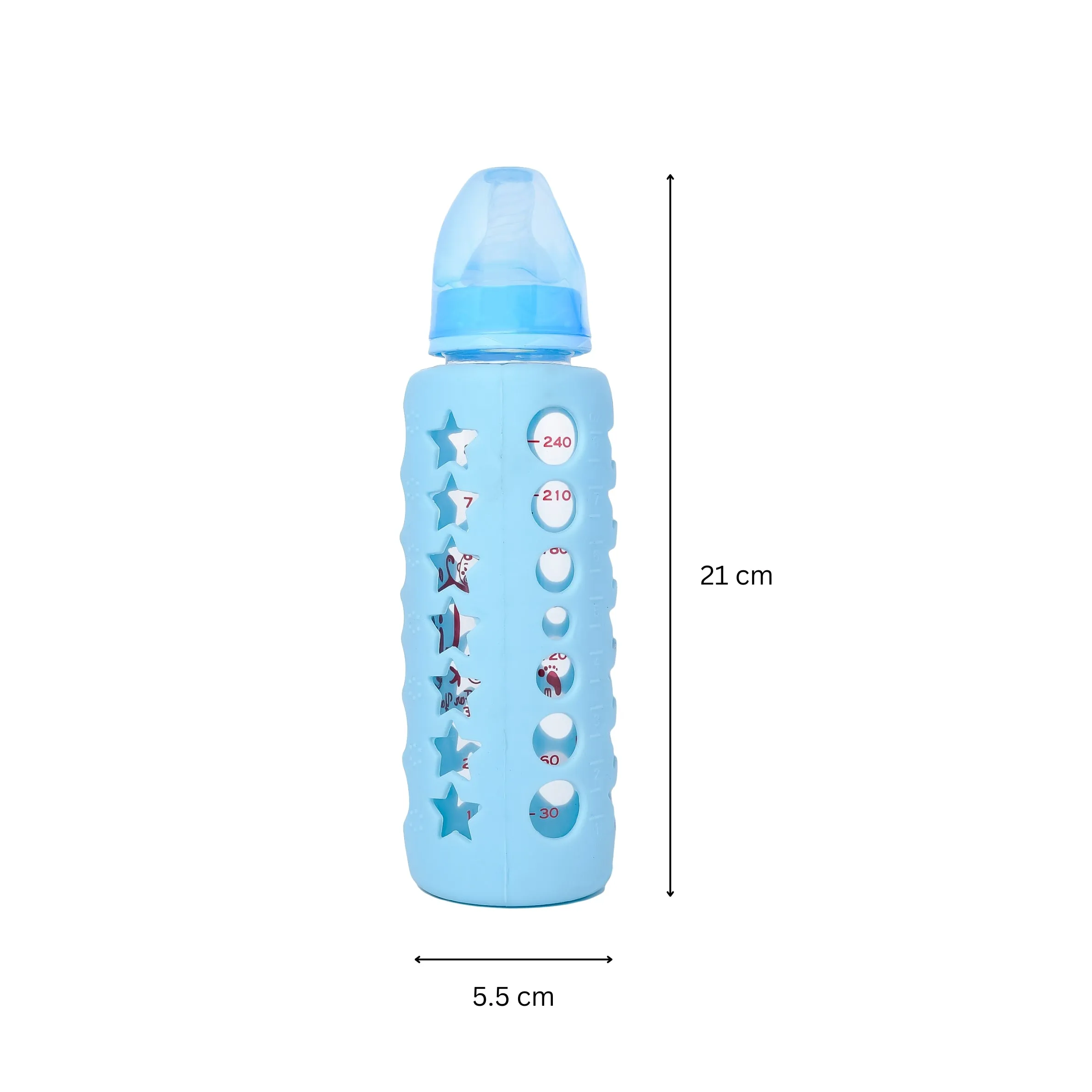 The Little Lookers High Borosilicate Glass Feeding Bottle for Baby/Feeder for Newborn | Super Soft Flow Control & Anti Colic Nipple for Infants/Toddlers