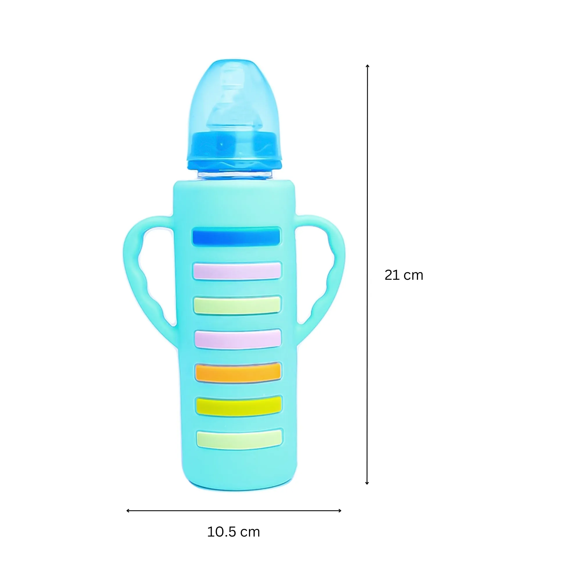 The Little Lookers High Borosilicate Glass Feeding Bottle with Handle Silicon Cover for Baby/Feeder for Newborn | Super Soft Flow Control & Anti Colic Nipple for Infants/Toddlers