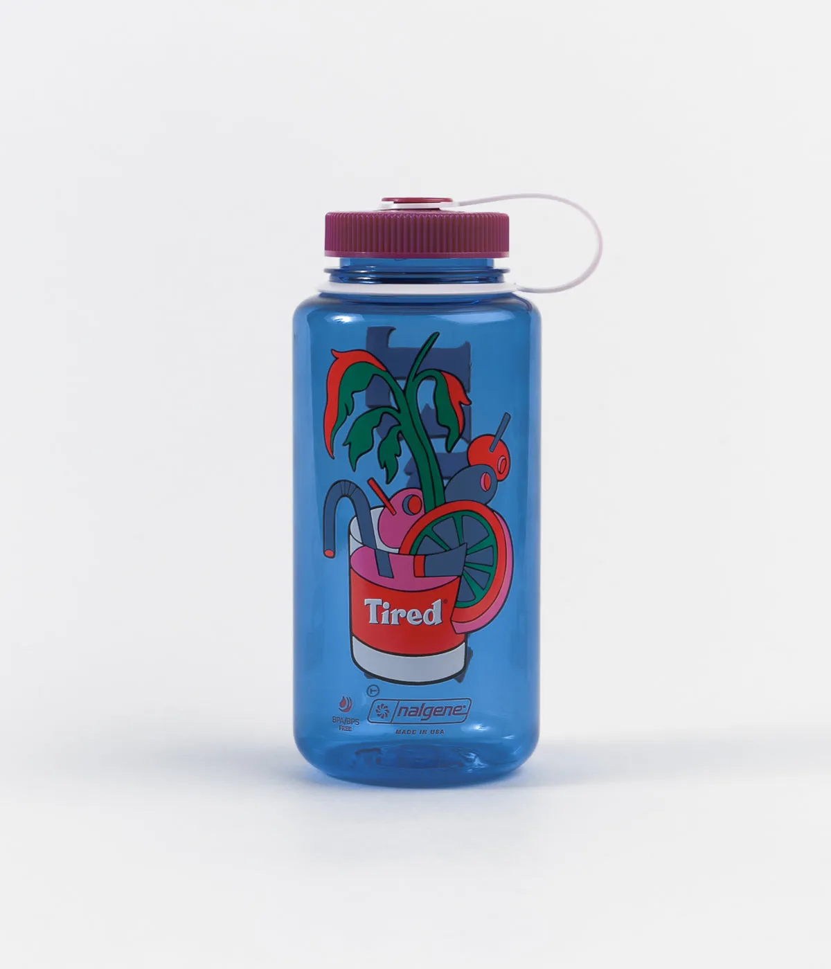 Tired Bloody Tired Nalgene Water Bottle - Clear Blue