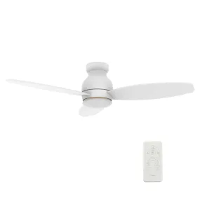 TRENTO 48 inch 3-Blade Flush Mount Smart Ceiling Fan with LED Light Kit & Remote - White/White