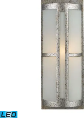 Trevot 1 Light Outdoor Led Wall Sconce In Sunset Silver and Frosted Glass