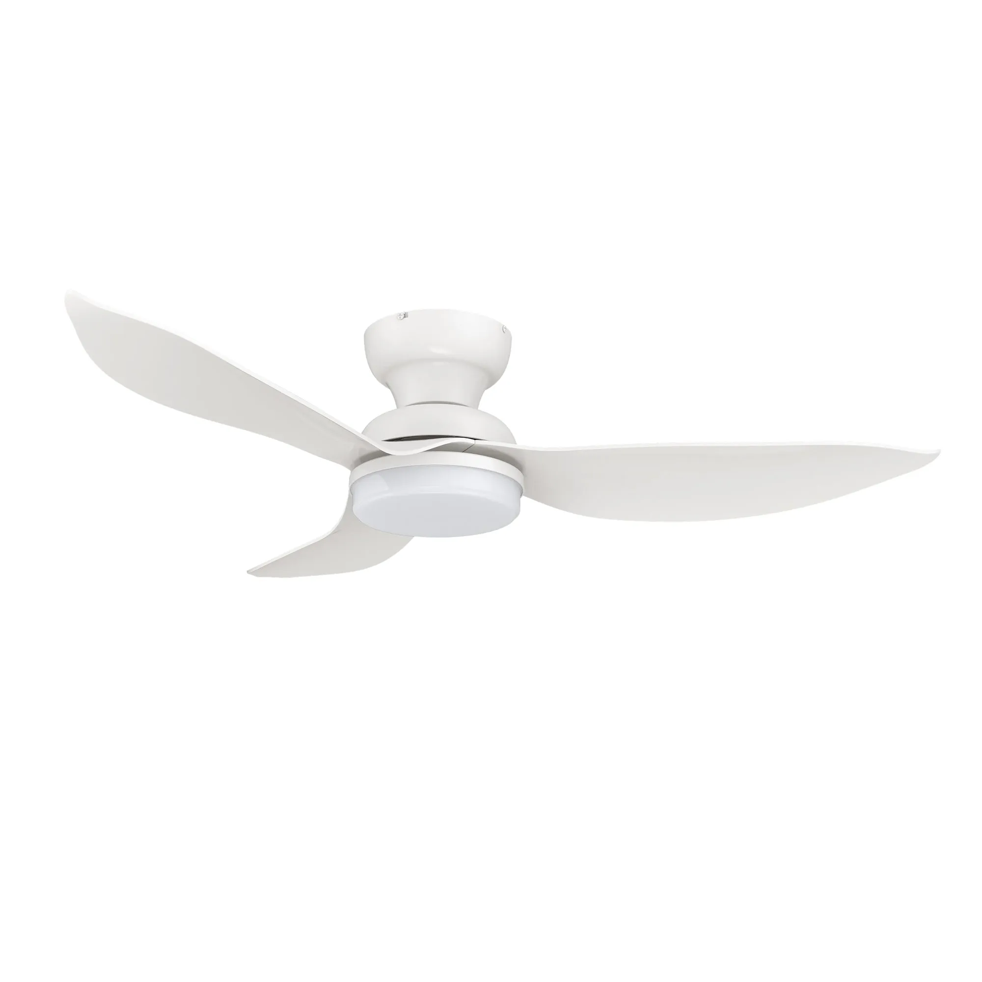 UPTON 45 inch 3-Blade Flush Mount Smart Ceiling Fan with LED Light Kit & Remote- White/White