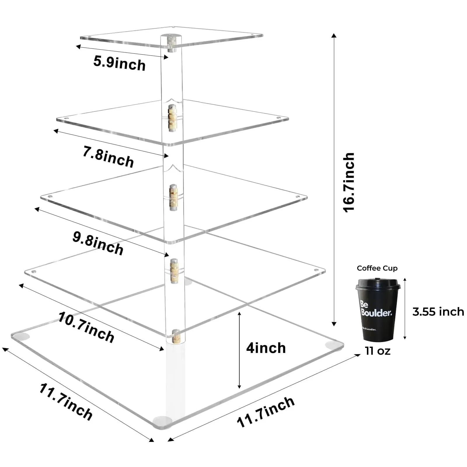 Vdomus 5 Tier Acrylic Cupcake Stand With Led Lights Round Warm for Parties