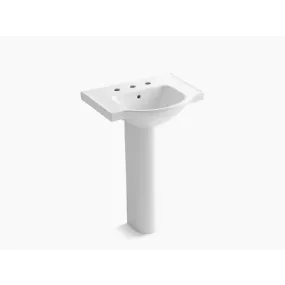 Veer 18.25" x 24" x 35.5" Vitreous China Pedestal Bathroom Sink in White