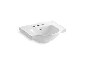 Veer 25.63" x 10" x 21.25" Vitreous China Pedestal Top Bathroom Sink in White - Centerset Faucet Holes