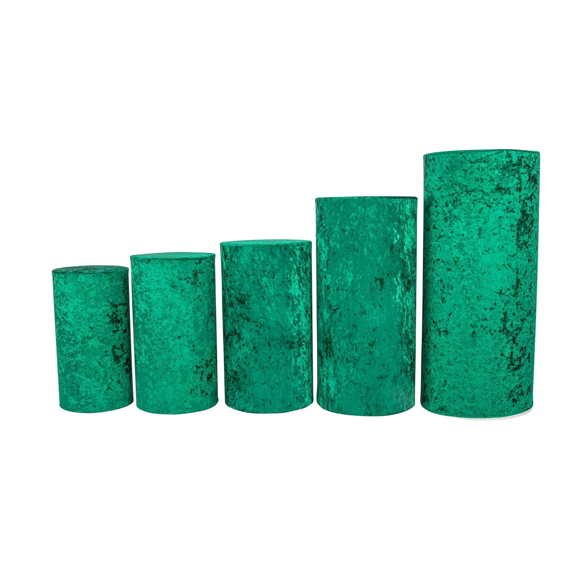 Velvet Covers for Metal Cylinder Pedestal Stands 5 pcs/set - Emerald Green