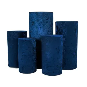 Velvet Covers for Metal Cylinder Pedestal Stands 5 pcs/set - Navy Blue