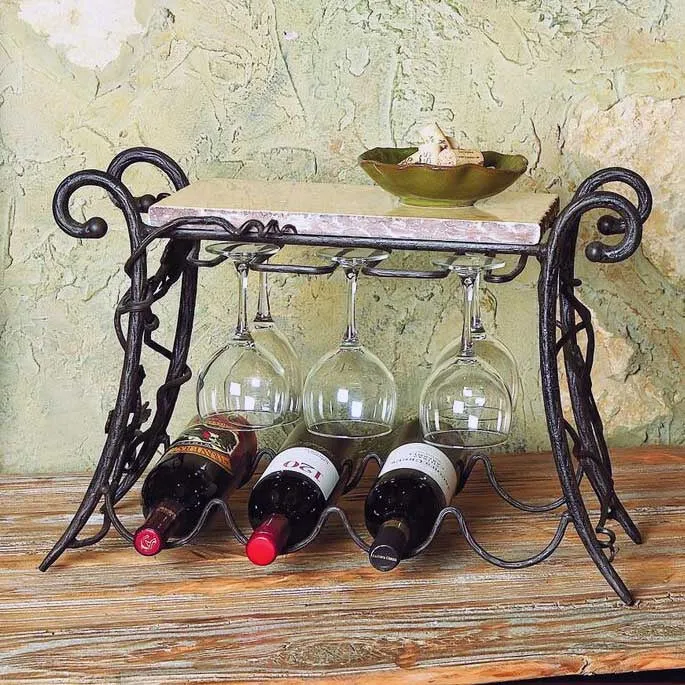 Vineyard 4 Bottle Wine & Glass Rack