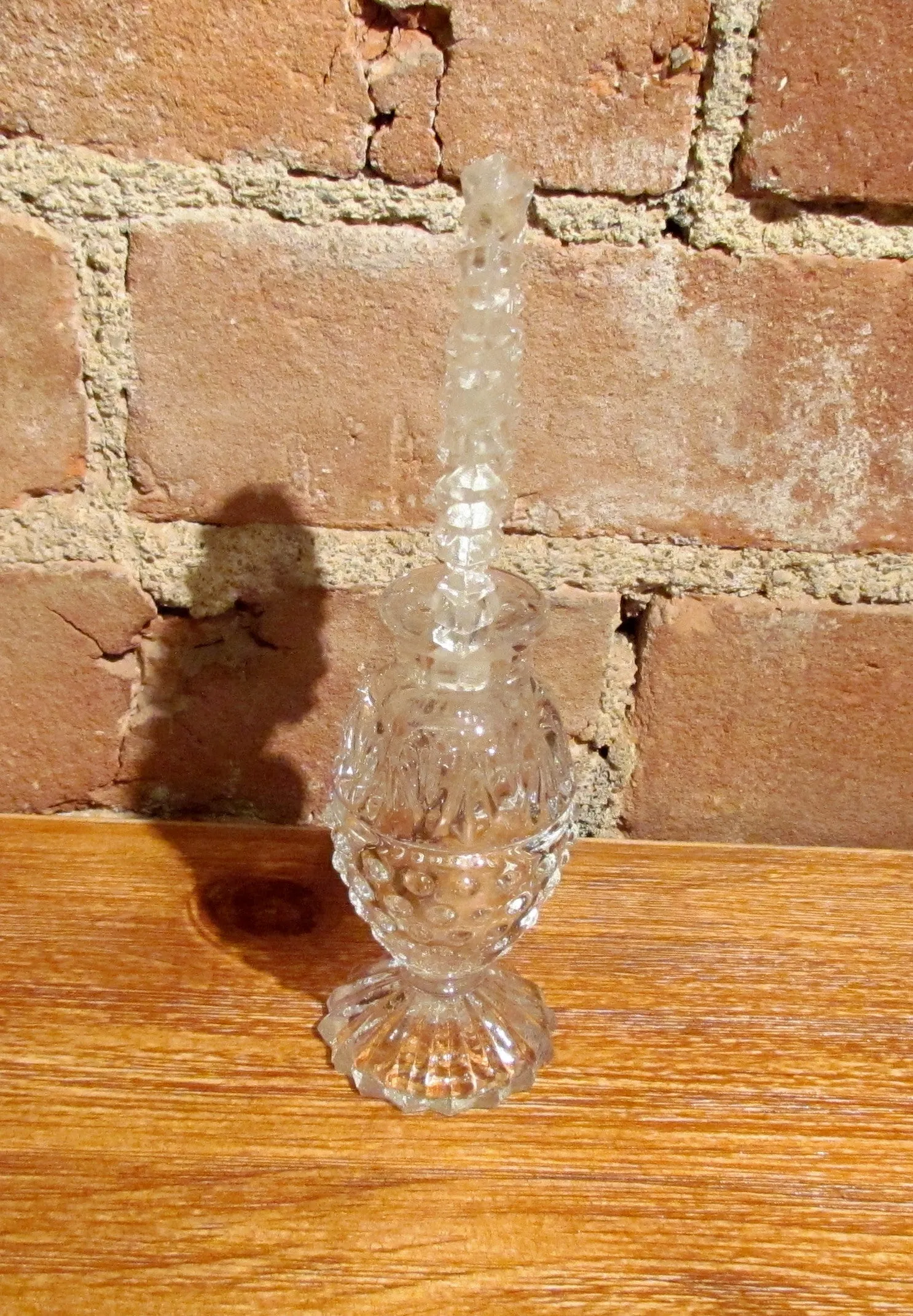 Vintage Crystal Perfume Bottle w/Stopper Tall Vanity Bottle