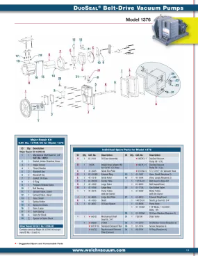 Welch 1376K-05 MINOR REPAIR KIT, for 1376 Vacuum Pump