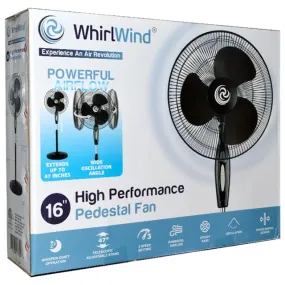 WHIRLWIND 16" HIGH PERFORMANCE PEDESTAL FAN PLASTIC 3 FIN-20017659