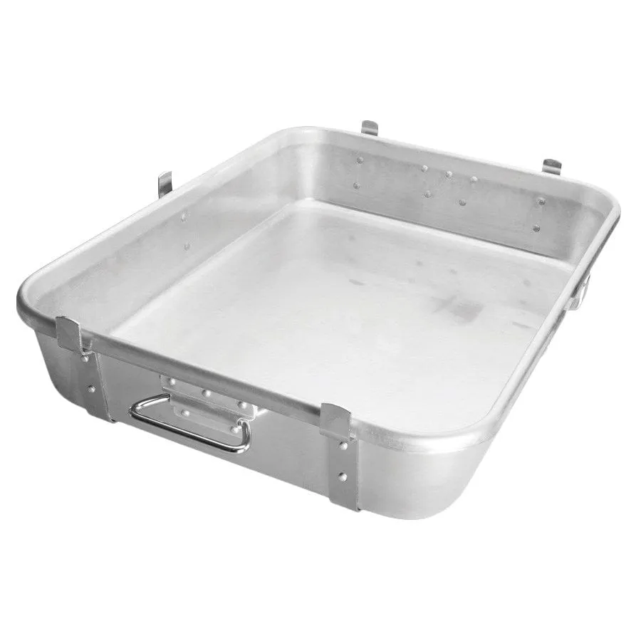 Winco ALRP-1824L Aluminum Roasting Pan with Straps, Handles, and Lugs - 24" x 18" x 4-1/2" | Denson CFE