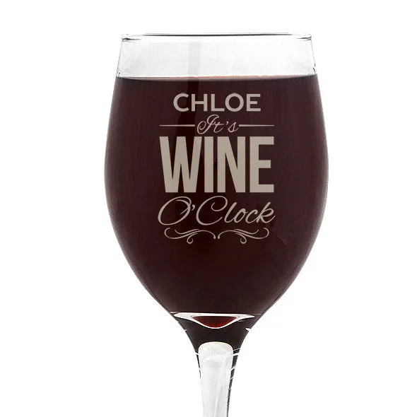 Wine O'Clock Design Wine Glass