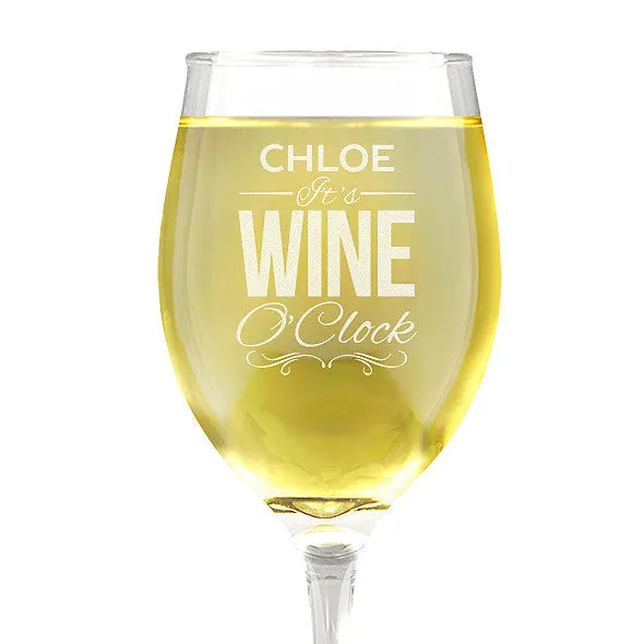 Wine O'Clock Design Wine Glass