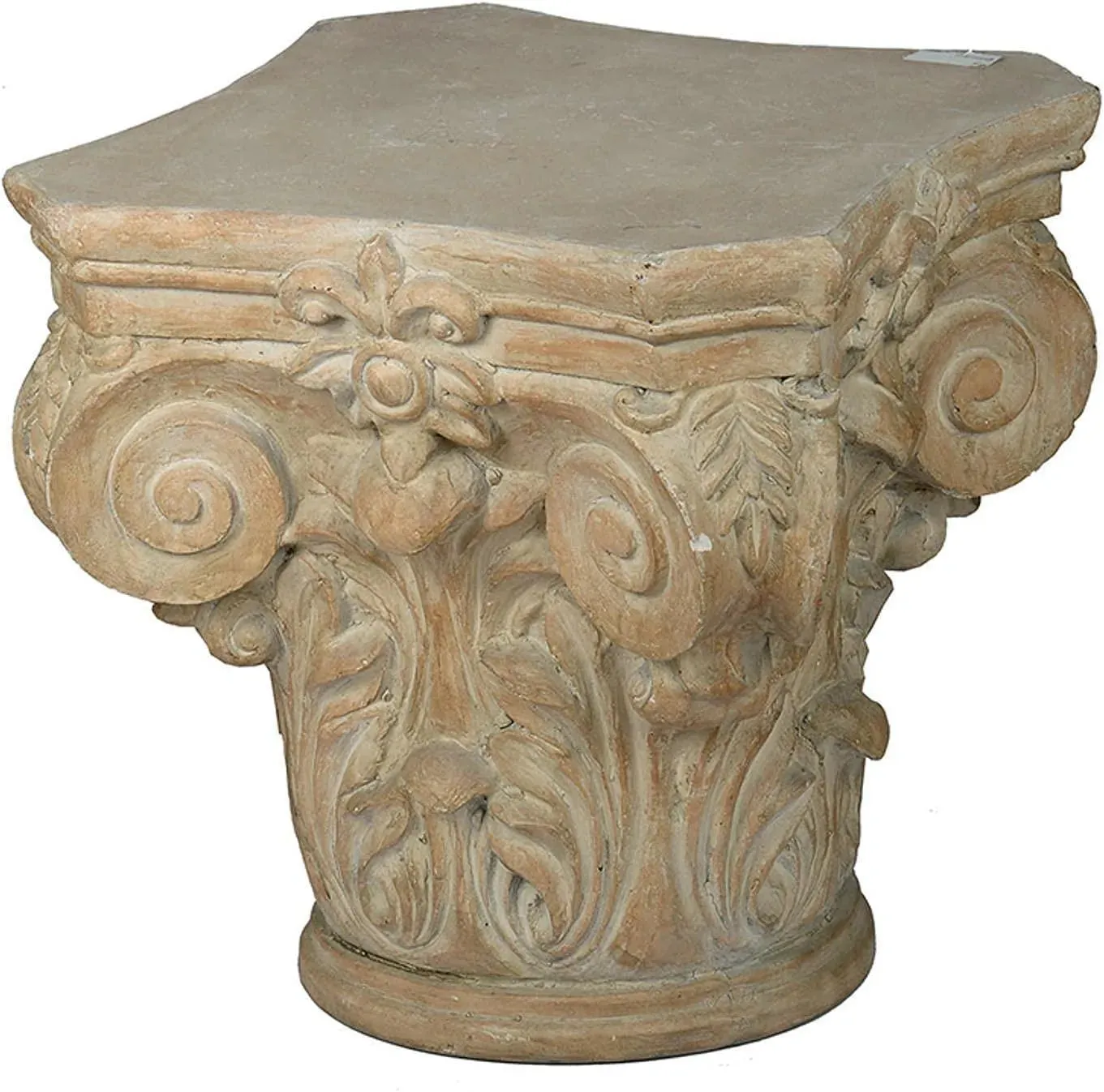 Wooden Twist Hand Carved Pedestal Style End Table Mango Wood