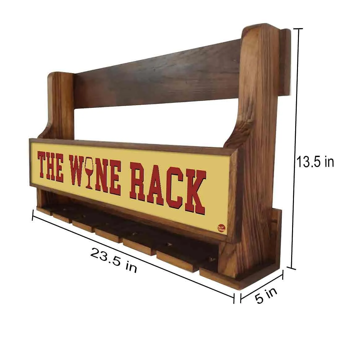 Wooden Wine Cabinet Rack Wall Mounted Mini Bar for 5 Bottles 6 Glasses