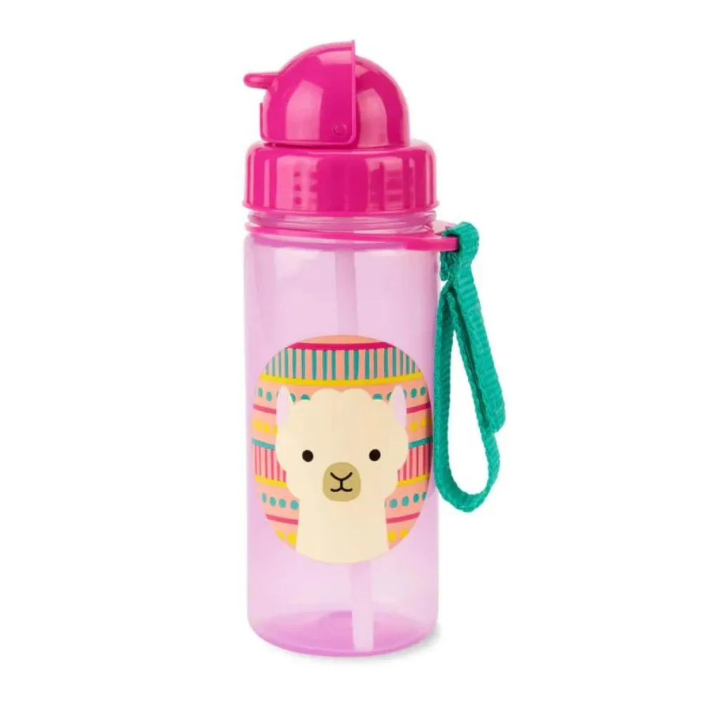 Zoo Straw Bottle, 390ml - Lama